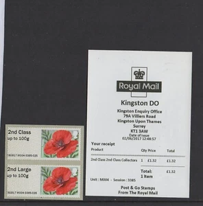ERROR TEXT LEFT POPPY Ma15 KINGSTON DO M004 2nd on 1st COLL PAIR POST GO SCARCE - Picture 1 of 1