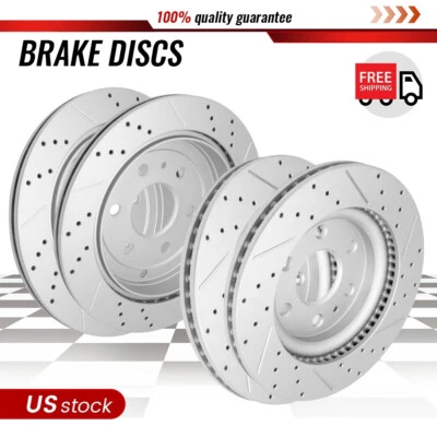 Rotores dianteiros traseiros perfurados com fenda para Chevy Traverse GMC Acadia Buick Enclave - Imagem 1 de 4