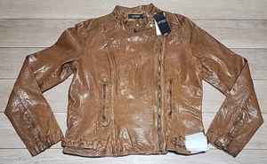 495 $ Polo Ralph Lauren Damen-Motorradjacke Lammleder dunkelnussfarben Größe 10 - Bild 1 von 15