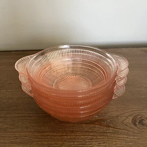 Juego de 6 cuencos pequeños de postre de frutas de vidrio rosa coronación ANCHOR HOCKING de colección - Imagen 1 de 10