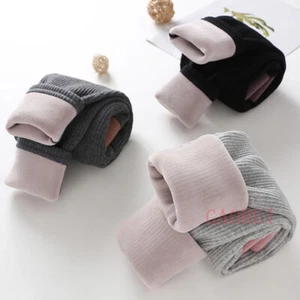 Kinder Baby Mädchen warme Baumwolle Leggings Fleece gefütterte Hose dehnbar Thermohose - Bild 1 von 13