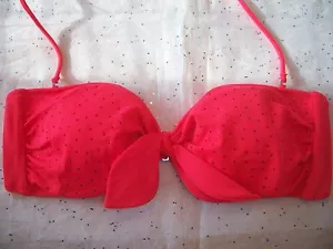 VICTORIA'S SECRET REDISH ORANGE SPARKLY BANDEAU BIKINI TOP NWT 0O50 SO PRETTY!! - Picture 1 of 5