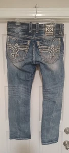 Rock Revival Jeans Mens 34x31 Penn Straight distress Relaxed Gray Tagged 32 - Picture 1 of 5