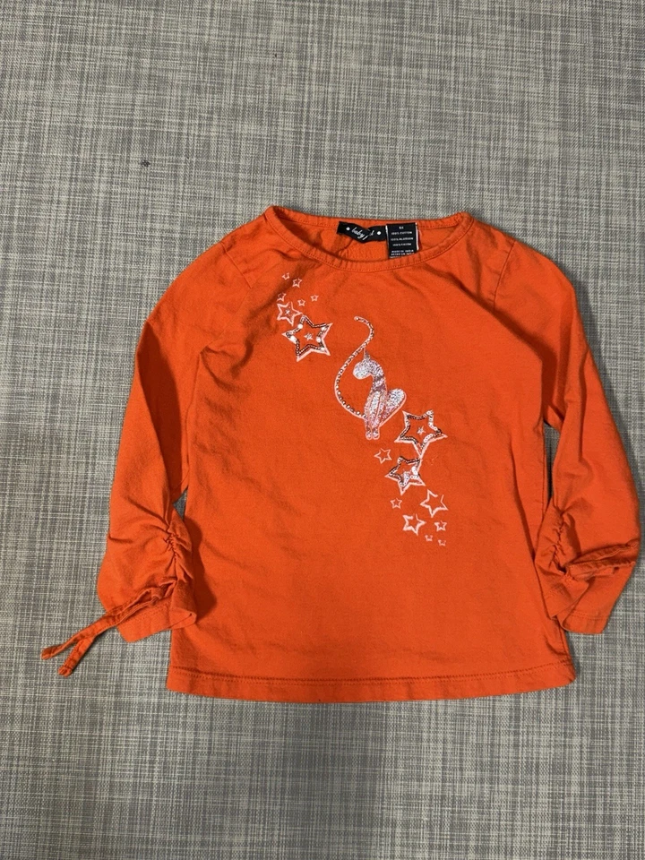 Camisa de manga comprida vintage Y2K meninas Todler tamanho 6x bebê phat strass deslumbrante - Imagem 1 de 4