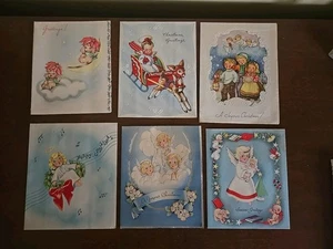 Lote De 6 Tarjetas De Felicitación NAVIDAD De Colección con ÁNGELES ADORABLES Como Encontradas - Imagen 1 de 2