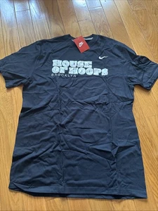 Nuova maglietta NIKE House of Hoops Brooklyn logo tinta unita nera taglia large - Foto 1 di 2