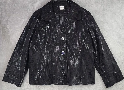 Chaqueta Chicos para mujer talla 3 negra imitación piel de serpiente aspecto de cuero recubierto brillante Foto 1 de 4
