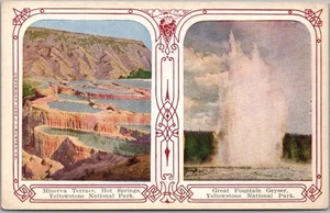 c1910s YELLOWSTONE NATIONAL PARK Postcard MINERVA TERRACE Great Fountain Geyser - Picture 1 of 2
