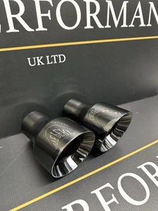 2 x 4" Schwarz Chrom 304 Edelstahl Auspuff Spitzen Universal Anschweißen - Bild 1 von 5