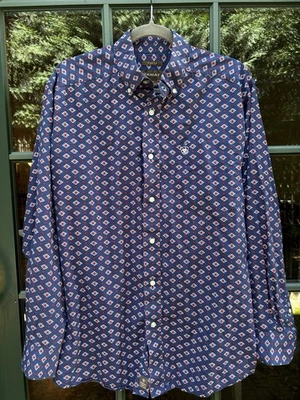 Ariat Stretch Men’s Medium Long Sleeve Blue Red White Southwest-Inspired Shirt  - Image 1 of 4