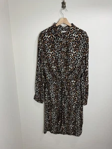 Hush Leopard Print Midi Dress Size 16 Twist Front Long Sleeves Autumn - Picture 1 of 9
