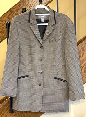 Blazer Norton Mcnaughton a Cuadros Marrón Borde Ecuestre Marrón Multi Talla 16 Petite Foto 1 de 4