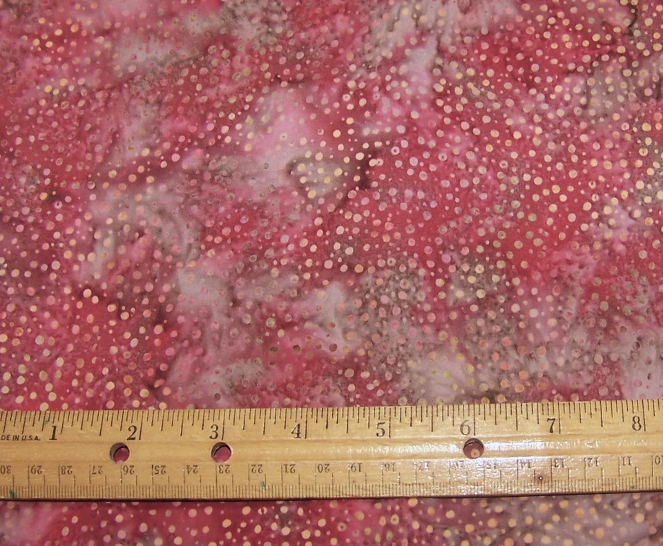 1 yard of Batik RED & TAUPE with Dots on 100% COTTON FABRIC - Image 1 of 1