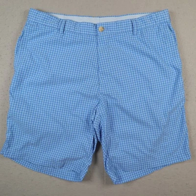 Peter Millar Featherweight Golf Shorts Men’s 35 Blue Gingham Preppy Performance - Image 1 of 4