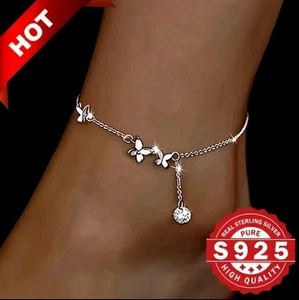 Tobillera mariposa plata 925 - Imagen 1 de 4