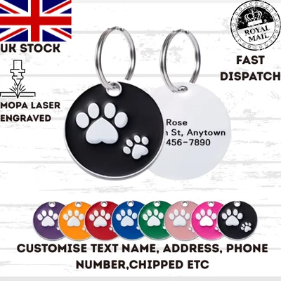 Engraved Dog Tag Personalised ID Tags Name Disc Pet Cat Tags Animal Cat Collar - Image 1 of 4
