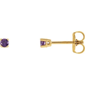 Pendientes redondos de amatista de 2,5 mm en oro amarillo de 14K - Imagen 1 de 1
