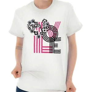 Cute Love Design Flowers Valentine's Day Womens Graphic Crewneck T Shirt Tee - Picture 1 of 9