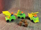 Vintage Fisher Price Play Family Little People Lift Load Construction Trucks Lot