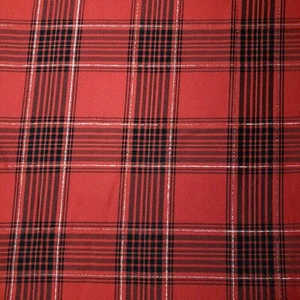 Red Black Silver Plaid Tartan Poplin Fabric Holiday Christmas 58" By The Yard - Picture 1 of 10