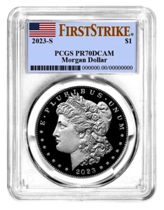 2023-S MORGAN PROOF SILVER DOLLAR- PCGS GRADED FIRST STRIKE PR-70 DEEP CAMEO - Picture 1 of 3