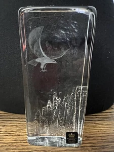 Vintage Skruf Swedish Crystal Art Glass Sculpture Eagle & Mountain Full Lead - Picture 1 of 4
