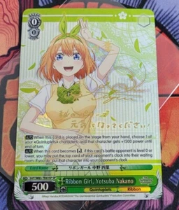 ✨Ribbon Girl, Yotsuba Nakano SP 5HY/W83 Firmado Blanco Negro Tarjeta Inglés - Imagen 1 de 10