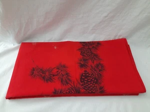 MCM California Handprints Christmas Tablecloth Red w/ Black Pine Boughs 82"x60" - Picture 1 of 13