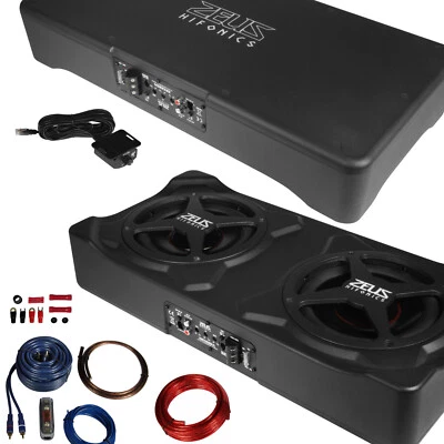 Hifonics 600 Watt Aktivsubwoofer + Kabelset Auto Sub Verstärker Fußraum ZRX220A - Bild 1 von 4