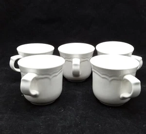 Pfaltzgraff GAZEBO Coffee Cup Mug Scallop Design No Decal White SET of 5 - Picture 1 of 5