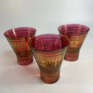 3 Timon Collezione Italian Drinking Glasses Cranberry Flash Italy Valentine Day - Picture 1 of 8