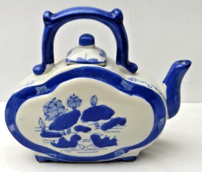 Tetera vintage azul oscuro y blanca The Canton Collection tetera excelente estado Foto 1 de 4