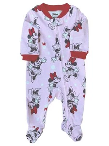 Disney Infant Baby Girls Minnie Mouse Pink One Piece Sleeper Pajama 0-3M - Picture 1 of 2