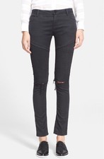 EACH X OTHER Contrast Panel Black Skinny Ankle Jeans Frayed Ripped Denim 26