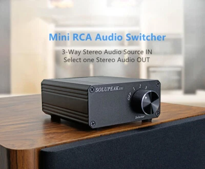 3 IN RCA Selector Stereo audio signal switcher splitter Switch Lossless (Black) - Image 1 of 4