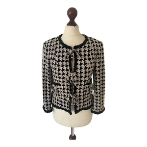 Phase Eight Women’s Black & White Mix Dogtooth Short Summer Jacket UK -10 £100 - Picture 1 of 5