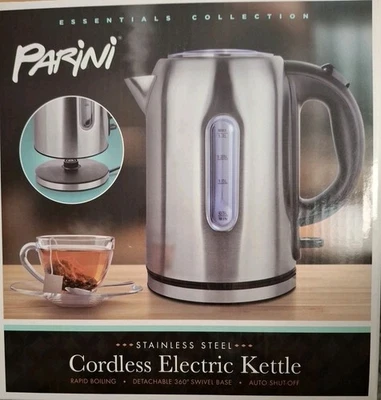 Cordless Electric Kettle Stainless Steel Rapid Boil Auto Shutoff 1.7 L Parini - Image 1 of 4