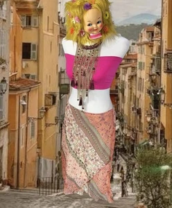 GONNA VINTAGE ANNI 90 Y2K MOD CON VOLANT STRAVAGANTE GRUNGE BOHO HIPPIE FATA ELFO PRATERIA - Foto 1 di 17