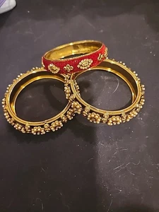 BRACELETS BEADED BANGLES ETHNIC BANGLES LOVELY BOLLYWOOD  NWOT. R325 - Picture 1 of 8