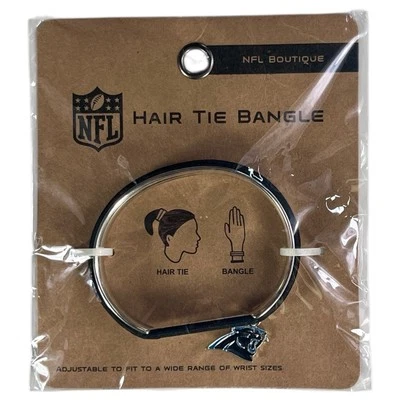 NEW Women's Carolina Panthers NFL Football Hair Tie Bangle Bracelet Black — 第 1/2 张图片