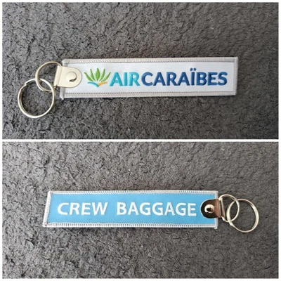 Porte Clé Brodé Avion Flamme Air Caraïbes - Photo 1/3