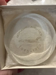 Vintage Mohawk Airlines 1945-1972 Lucite Clear Acrylic Paperweight - Picture 1 of 6