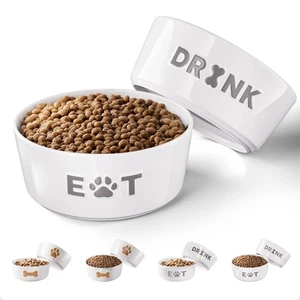 Juego de 2 cuencos de cerámica para perros con base antideslizante - 6,5" de ancho x 2,5" de alto de cerámica... - Imagen 1 de 6