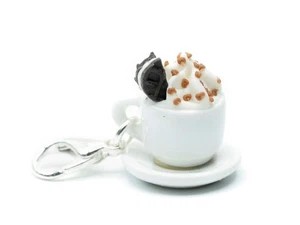 Cacao Chaud Chocolat pendentif Fermeture à Glissière Pull Breloque Miniblings - Picture 1 of 4