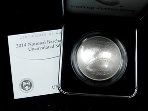 2014-P $1 Basbeball Hall of Fame Commemorative Silver Dollar in Box w/ COA - Picture 1 of 4
