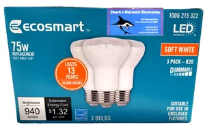 EcoSmart Lampadina LED dimmerabile 75W Equivalente R20 - Soft Wht - 3 PK - Foto 1 di 3