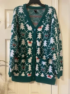 Disney Holiday Fair Isle Oversized Cardigan XL Her Universe, Hot Topic - Picture 1 of 5