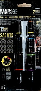 Klein Tools 2Piece 7-IN-1 + 6-IN-1 Metric Impact Flip Socket Set SAE & Metric 5” - Picture 1 of 20