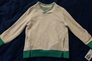 Jungen NEU 4T grau & grün Pullover mit Taschen - Schalkragen - Katze & Jack - Bild 1 von 10