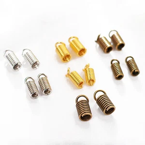 6/8/9/10mm 100/200 pcs Metal Spring Crimp Cord End Stop Caps fit Leather Rope - Picture 1 of 5